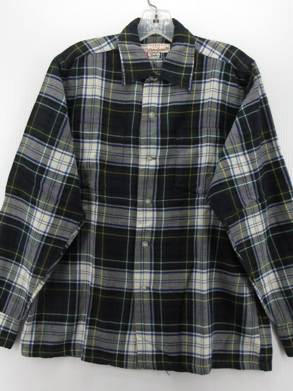 VINTAGE Viyella Shirt Small Stephens Brothers Wool Plaid England 70s